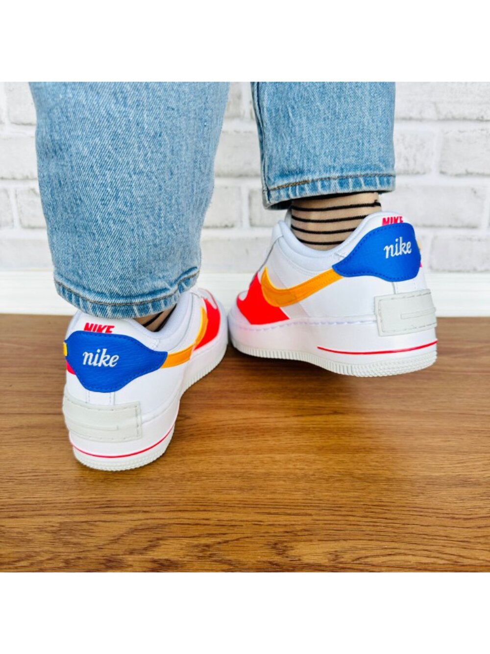 ⭐Nike Air Force 1 Shadow 10 Womens Retro Shoes Sneakers White Orange DZ1847-100⭐ - Picture 6 of 14